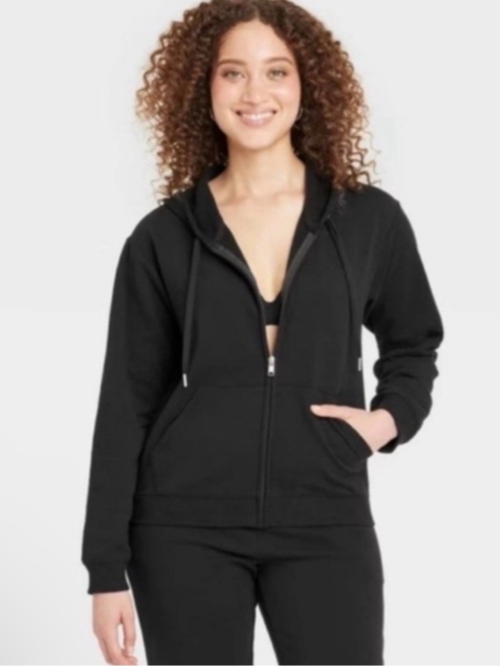 Auden Black Full-Zip Hoodie with Kangaroo Pockets NWT
